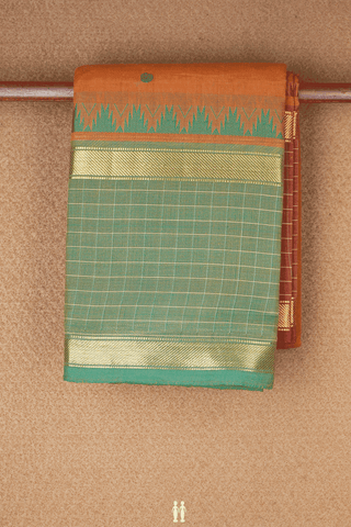 Threadwork Buttis Golden Brown Chettinadu Cotton Saree