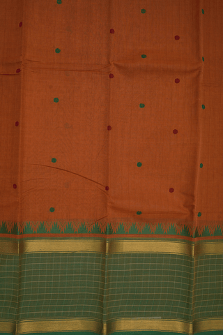 Threadwork Buttis Golden Brown Chettinadu Cotton Saree