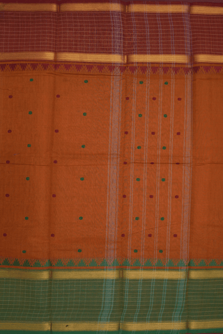 Threadwork Buttis Golden Brown Chettinadu Cotton Saree