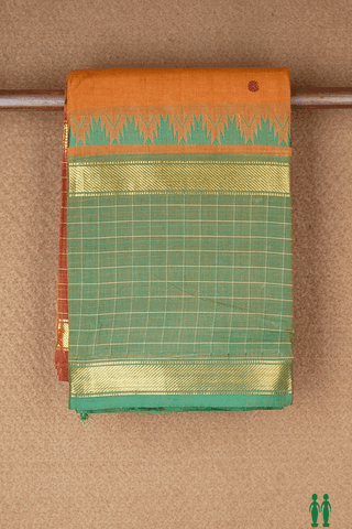 Threadwork Buttis Ochre Brown Chettinadu Cotton Saree