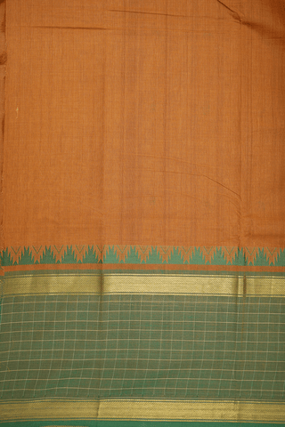 Threadwork Buttis Ochre Brown Chettinadu Cotton Saree