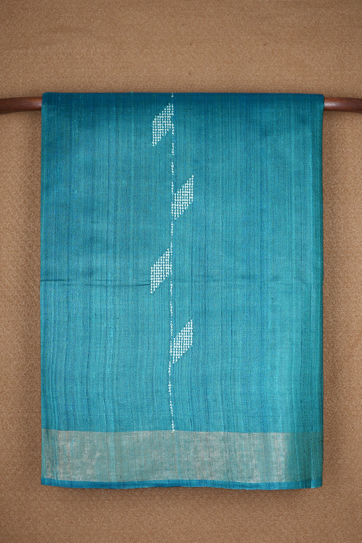 Threadwork Design Cerulean Blue Jute Saree