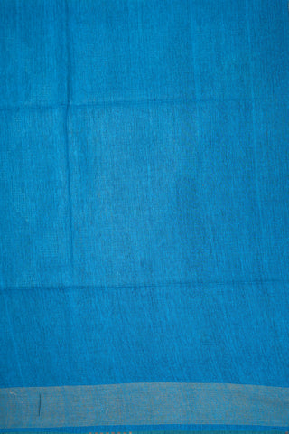 Threadwork Design Cerulean Blue Jute Saree