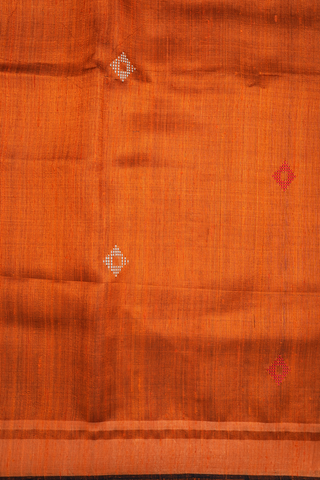 Threadwork Design Orange Jute Saree