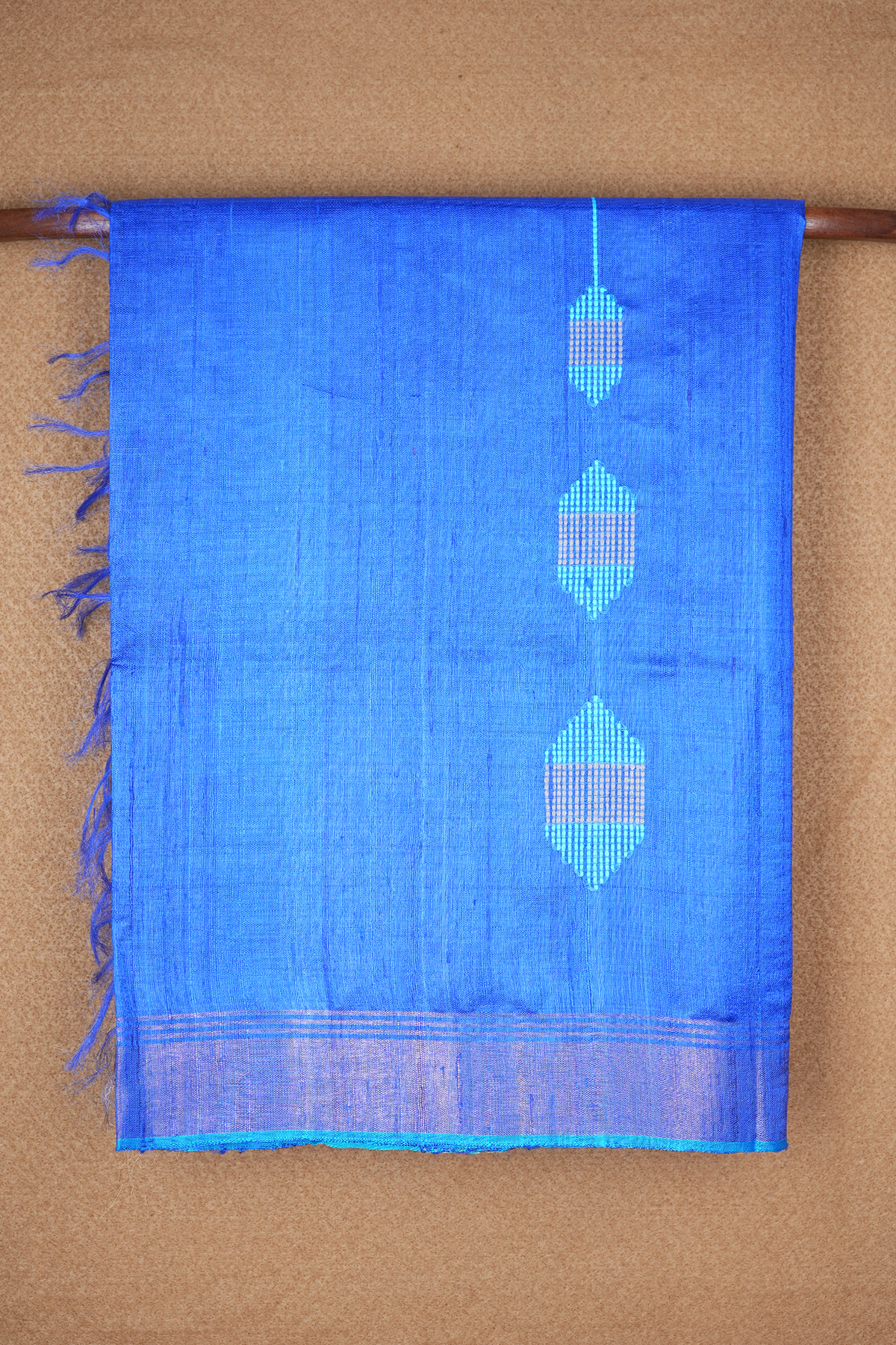 Threadwork Design Royal Blue Jute Saree