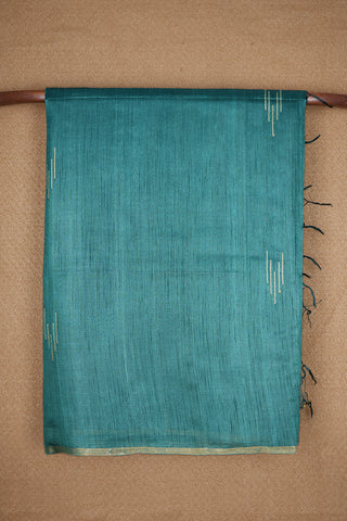 Threadwork Lines Peacock Green Jute Saree