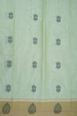 Threadwork Motifs Powder Green Kanchi Cotton Saree