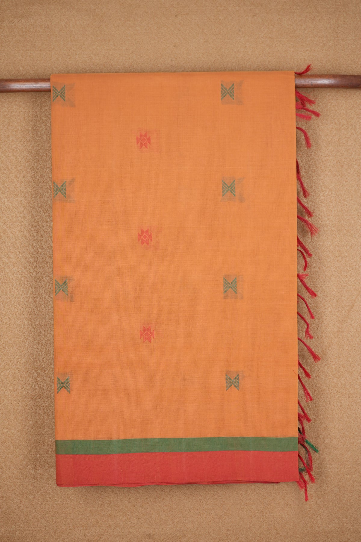 Threadwork Motifs Melon Orange Coimbatore Cotton Saree