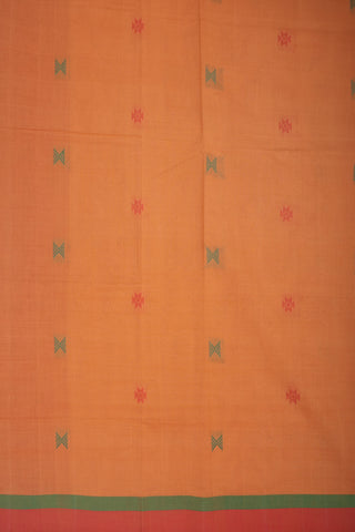 Threadwork Motifs Melon Orange Coimbatore Cotton Saree