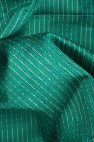 Threadwork Stripes Design Teal Green Semi Jute Saree