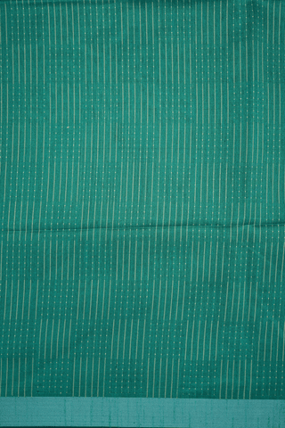 Threadwork Stripes Design Teal Green Semi Jute Saree