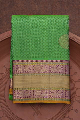 Threadwork With Motifs Green Kanchipuram Silk Saree