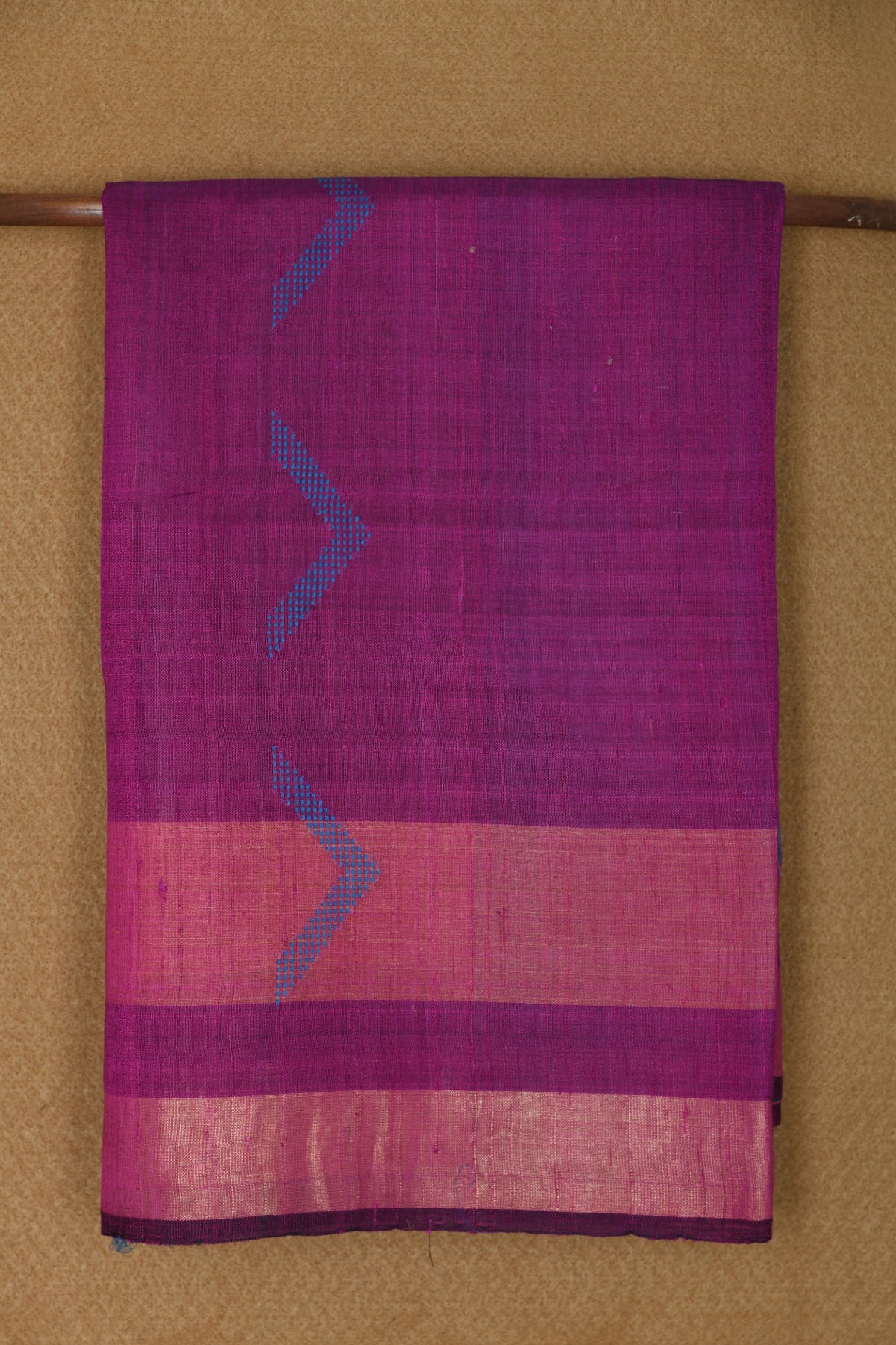 Tissue Border With Thread Work Arrow Design Purple Jute Silk Saree