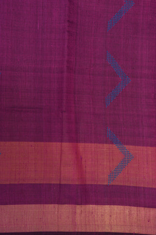 Tissue Border With Thread Work Arrow Design Purple Jute Silk Saree