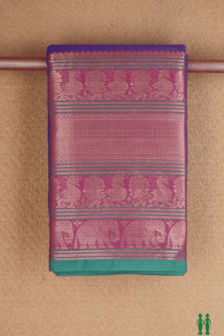 Traditional Big Border Indigo Purple Chettinadu Cotton Saree