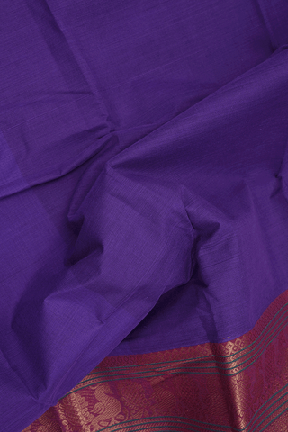 Traditional Big Border Indigo Purple Chettinadu Cotton Saree