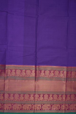 Traditional Big Border Indigo Purple Chettinadu Cotton Saree