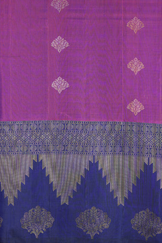 Traditional Big Zari Border Purple Rose Soft Silk Saree