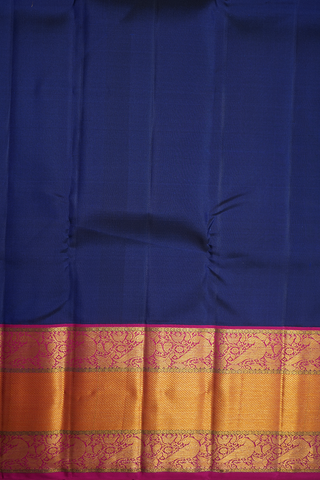 Traditional Border Plain Navy Blue Kanchipuram Silk Saree