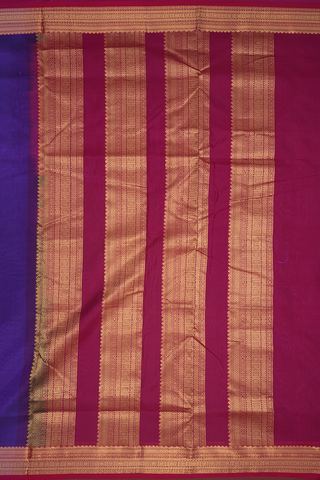 Traditional Border Regal Purple Nine Yards Silk Cotton Saree