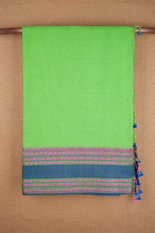 Traditional Threadwork Border Green Bengal Cotton Saree