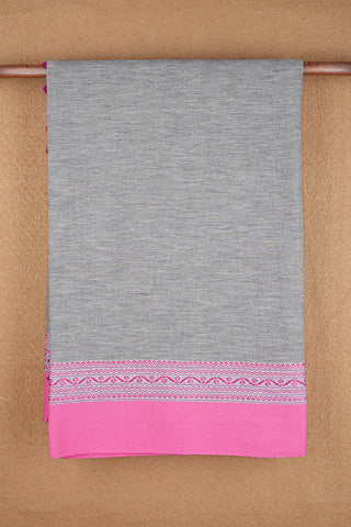 Traditional Threadwork Border Grey Beige Bengal Cotton Saree