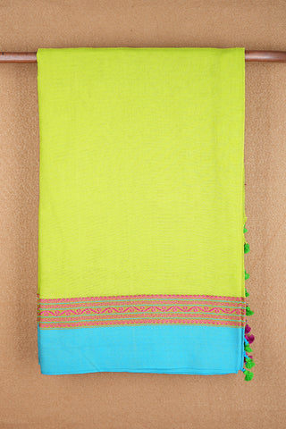 Traditional Threadwork Border Pear Green Bengal Cotton Saree