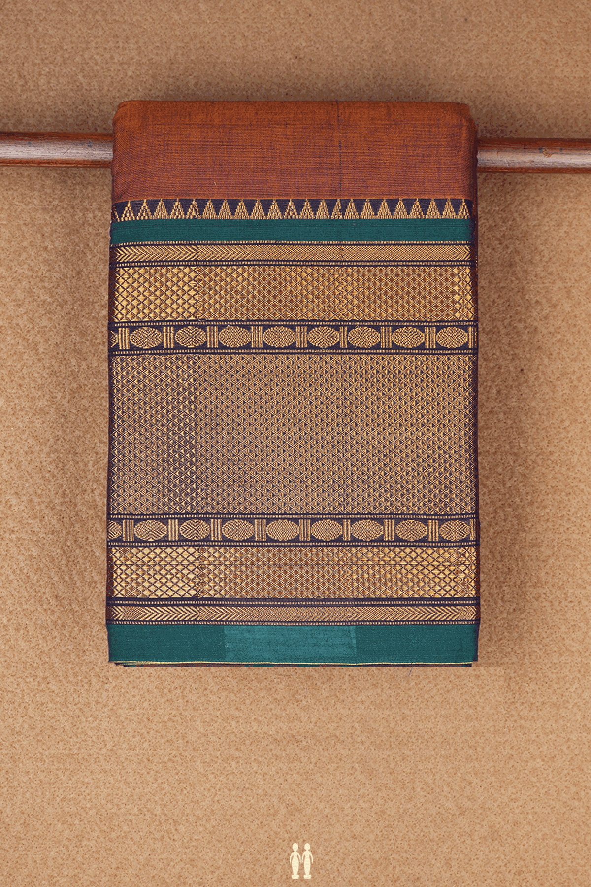 Traditional Zari Border Brick Brown Chettinadu Cotton Saree