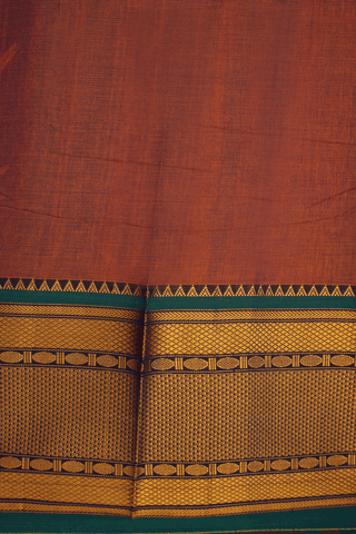 Traditional Zari Border Brick Brown Chettinadu Cotton Saree