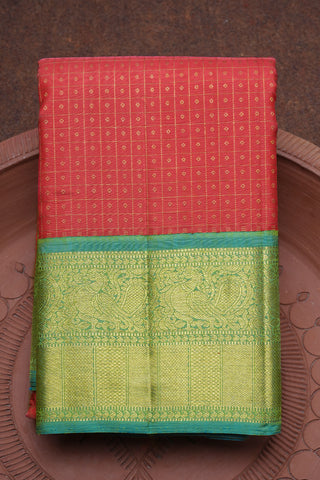 Contrast Korvai Zari Border Hot Pink Kanchipuram Silk Saree