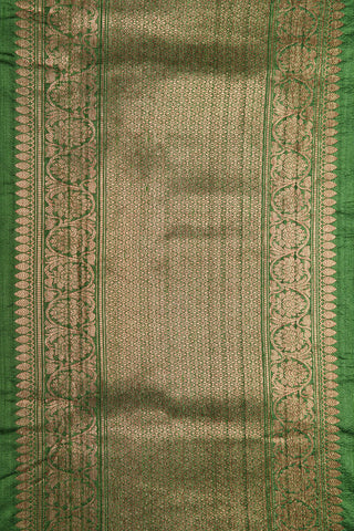 Traditional Zari Border With Floral Butta Green Banaras Tussar Silk Saree