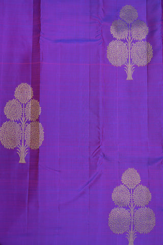 Tree Zari Motifs Purple Kanchipuram Silk Saree