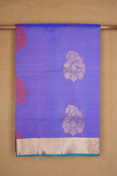 Light blue kanchipuram saree with bright red border – Lulu Celebrate