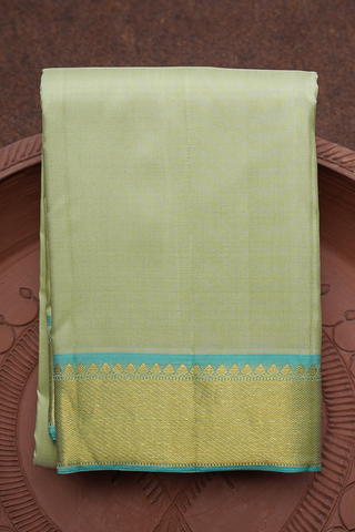 Twill Weave Border Plain Pastel Green Kanchipuram Silk Saree