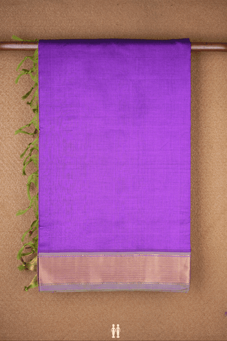 Twill Weave Border Plain Purple Traditional Silk Cotton Saree