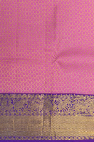 Animal Designs Contrast Zari Border In Brocade Pink Kanchipuram Silk Saree