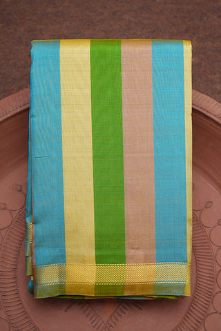 Twill Weave Zari Border Multicolor Kanchipuram Silk Saree