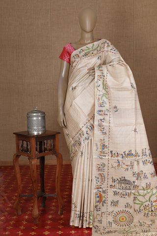 Hastkala Apparels Festive Wear Warli Sari Hand Painted.., 6.3 M (with  Blouse Piece) at Rs 8500 in Dumka