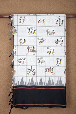 Warli Art Handpainted Saree – Vayan Silks