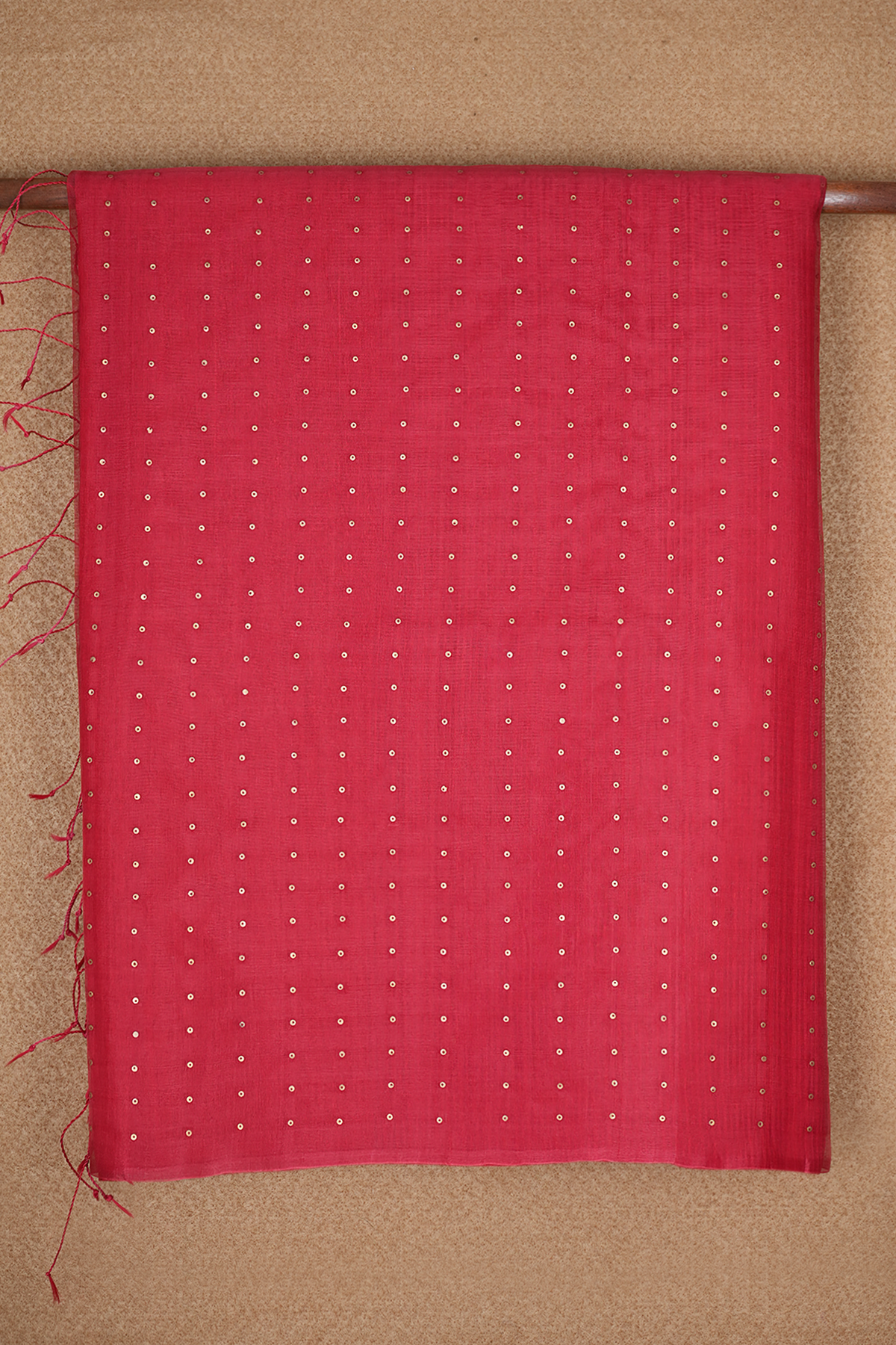 Chamki Work Ruby Red Jute Saree