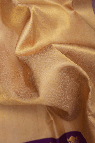 Zari Border In Brocade Light Tan Kanchipuram Silk Saree