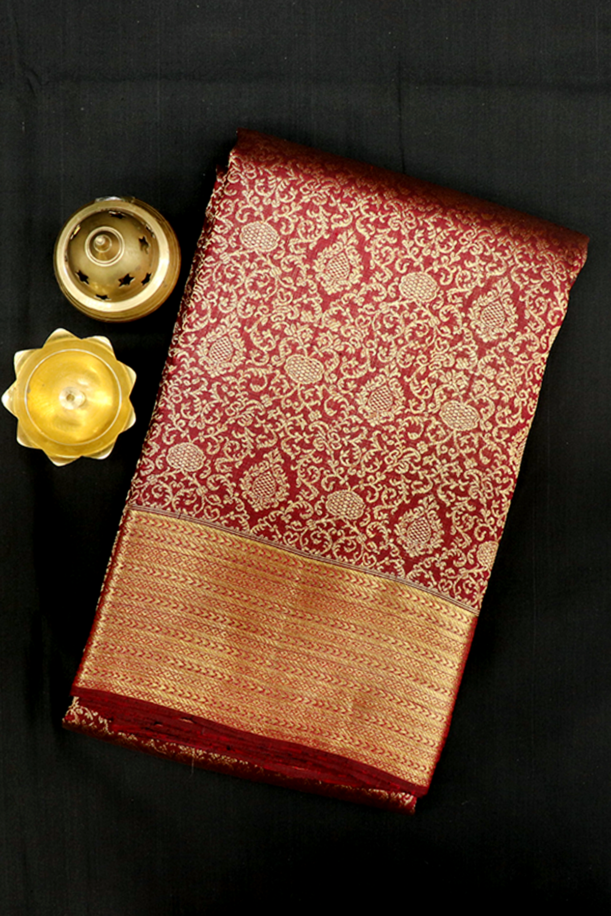 Kalyan Silks - Maroon Kanchipuram brocade Silk Saree To check out the price  and details visit 