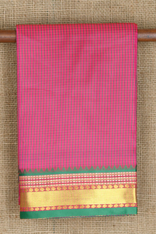 Zari Border In Small Checks Magenta Pink Apoorva Art Silk Saree