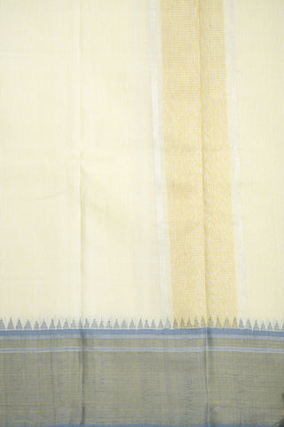 Temple Zari Border Off White Silk Dhoti Set With Angavastram