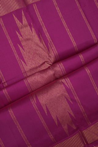 Zari Border Plain Dark Magenta Kanchipuram Silk Saree