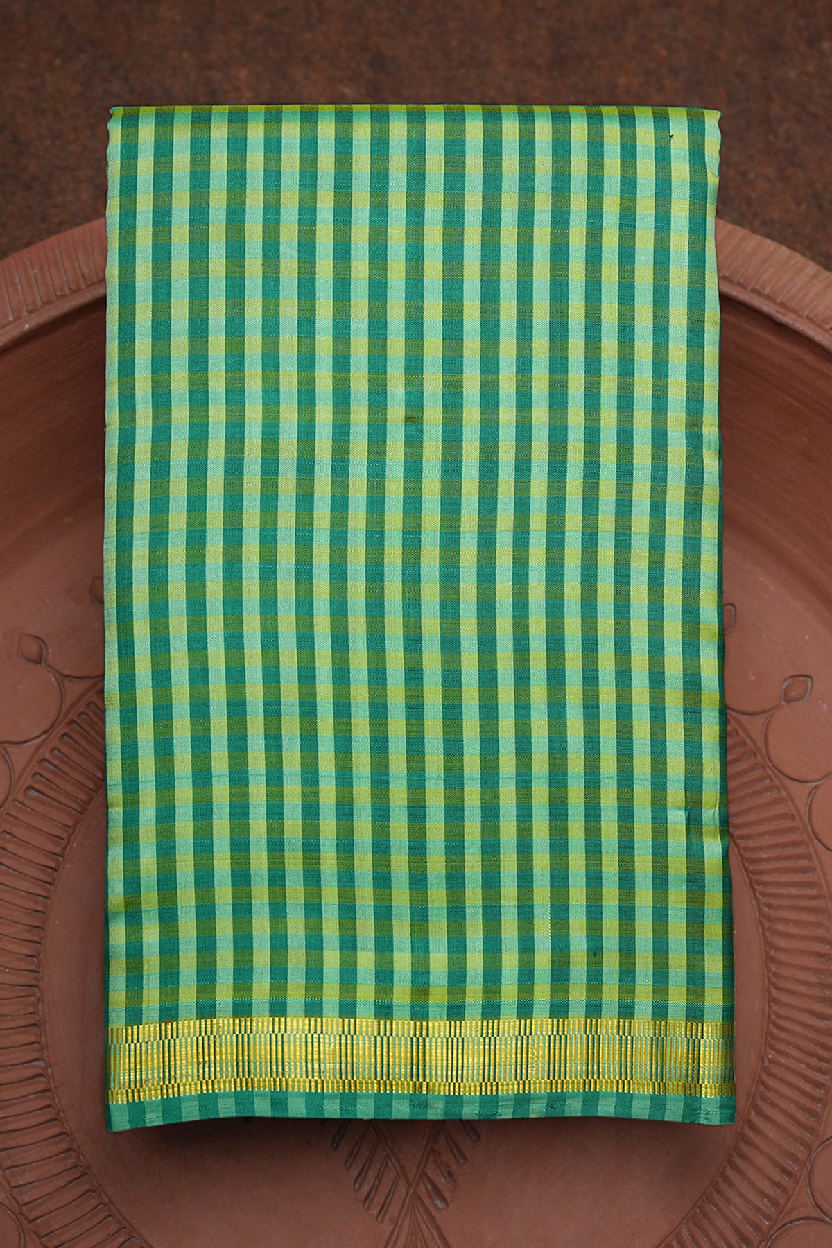 Zari Border Shades Of Green Kanchipuram Silk Saree