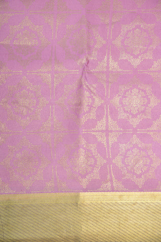 Zari Border With Checks And Kolam Design Light Pink Mysore Silk Saree