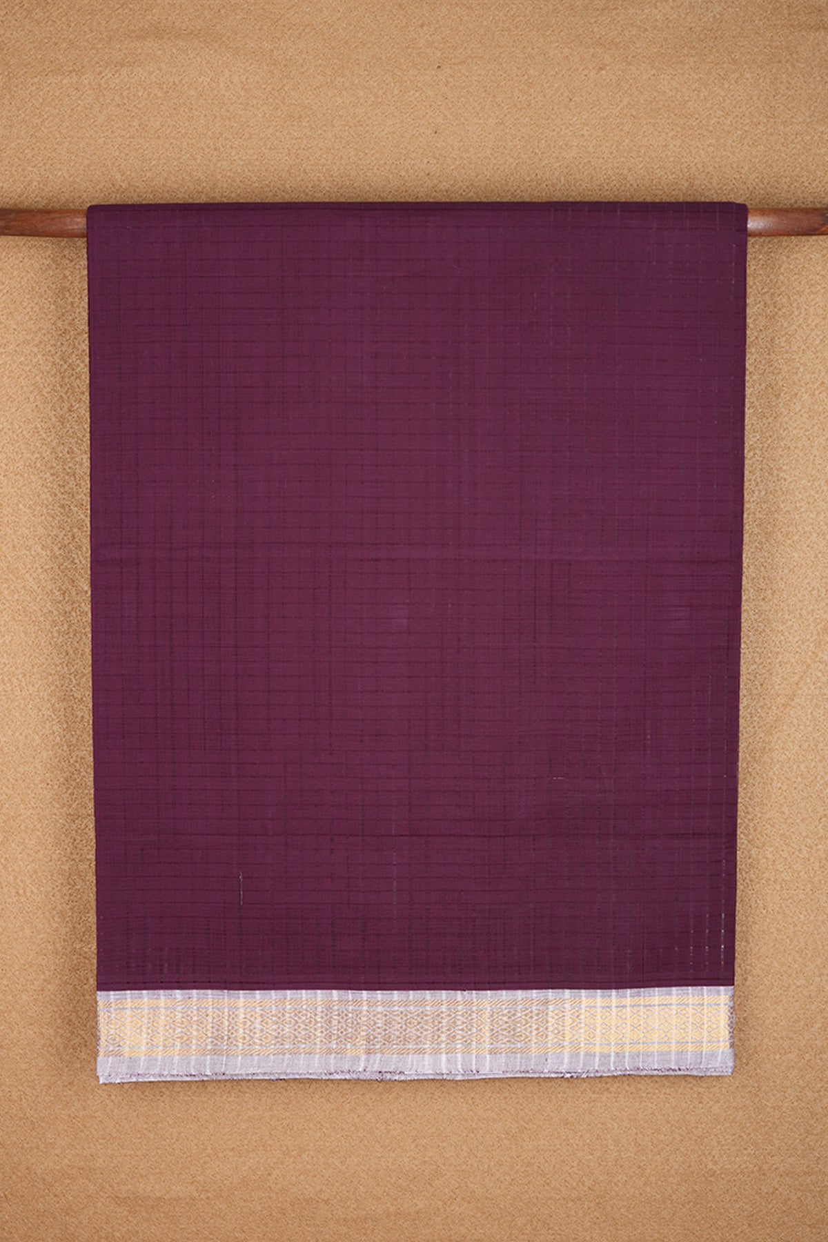 Zari Border With Self Checks Plum Purple Venkatagiri Cotton Saree