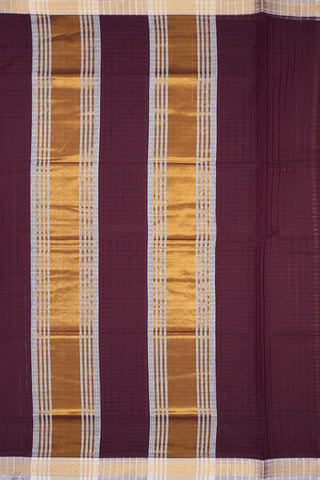 Zari Border With Self Checks Plum Purple Venkatagiri Cotton Saree