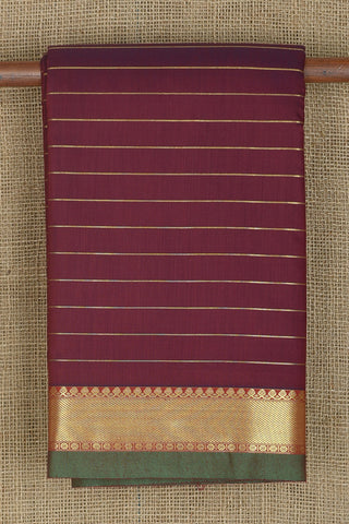 Zari Border With Veldhari Stripes Dark Purple Apoorva Cotton Saree